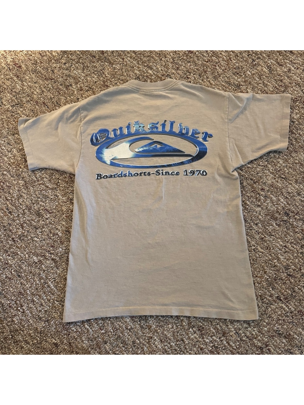 Vintage 90s Quiksilver Single Stitch Graphic T-Shirt Surf Tan Size Medium